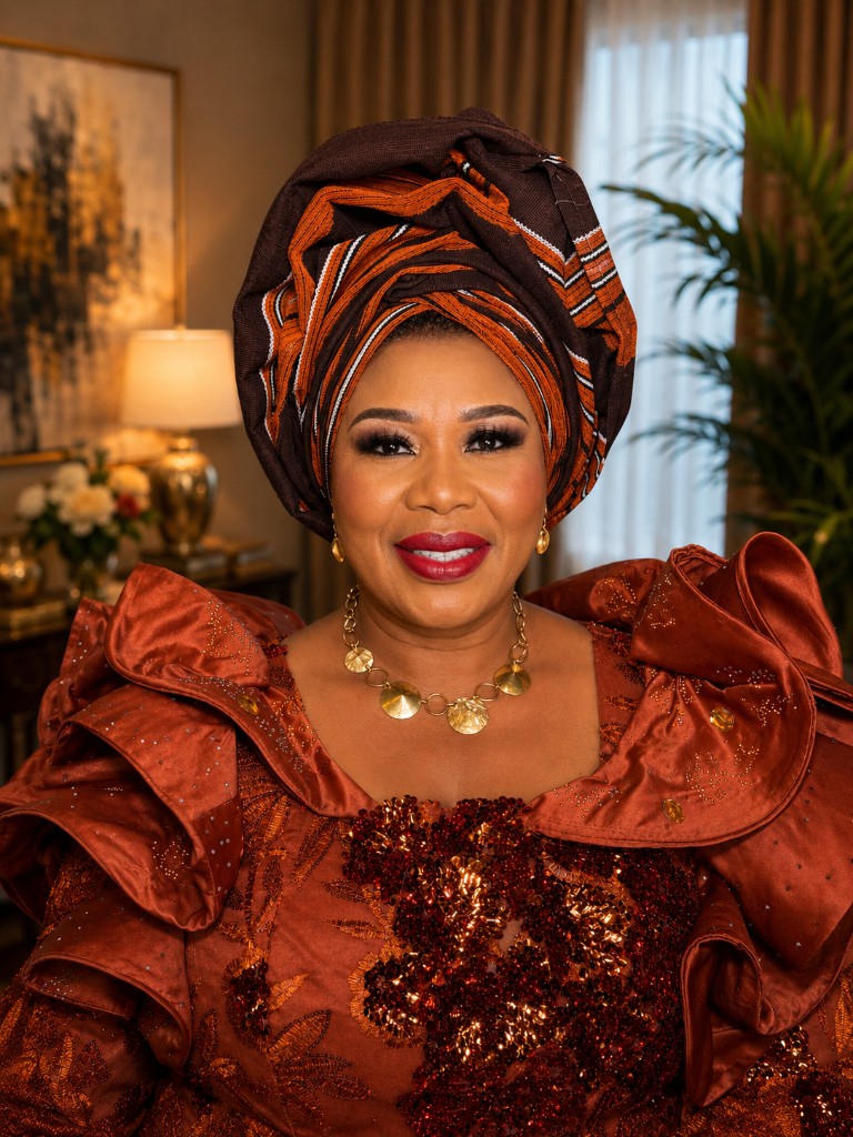 Burnt orange gele bold glam